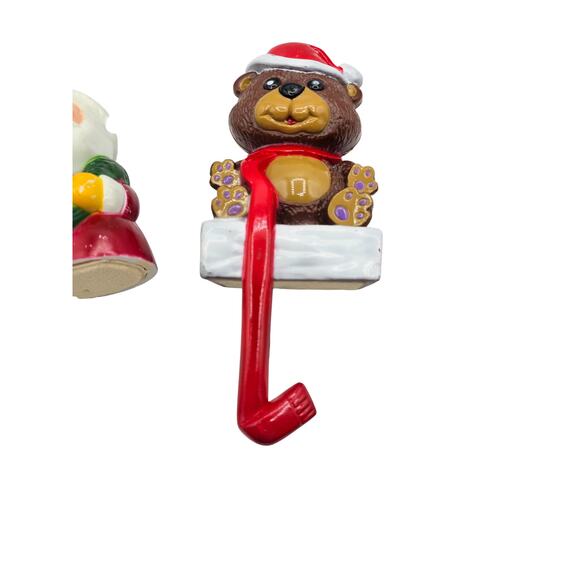 Vintage Stocking Holders 1980s SunHill Industries Santa Bear Blow Mold Retro - Picture 3 of 6